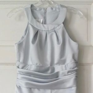 Davids Bridal SIZE 10 Solid Silver Satin Dress Sleeveless Dance or Party  Dress